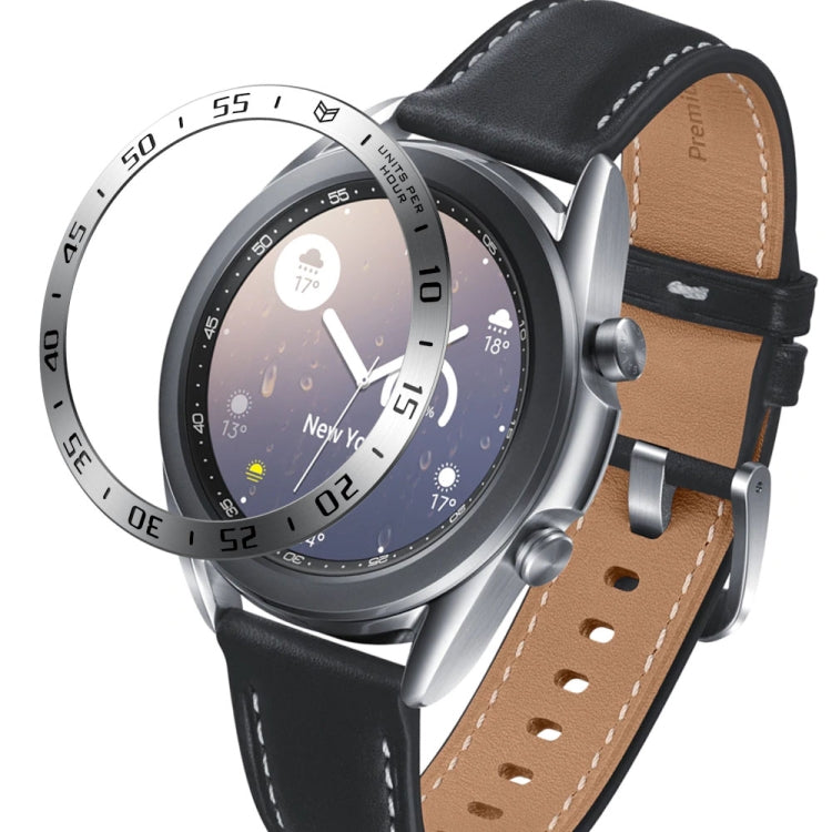 For Samsung Galaxy Watch 3 41mm Smart Watch Steel Bezel Ring, A Version(Silver Ring Black Letter) - Watch Cases by ENKAY | Online Shopping South Africa | PMC TechLife | Buy Now Pay Later Mobicred