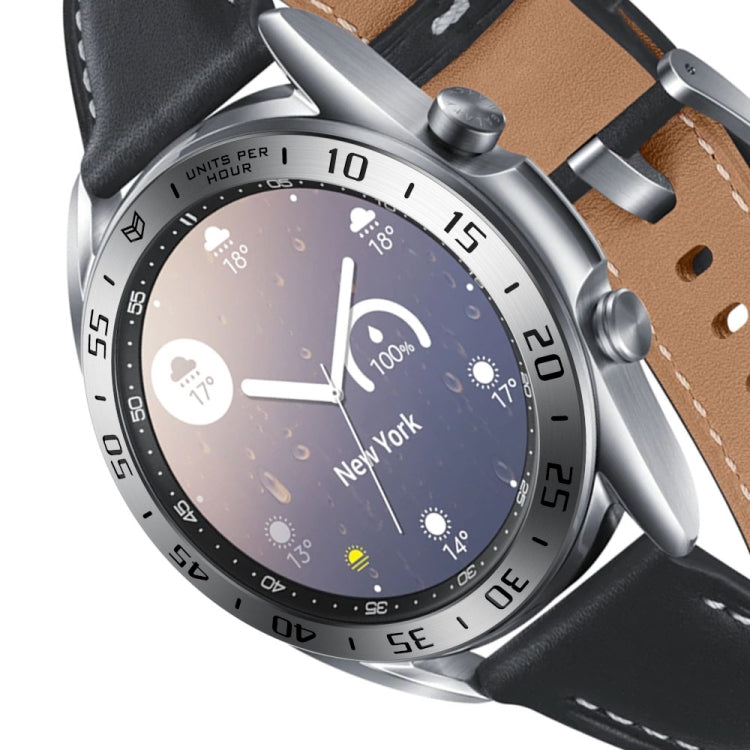 For Samsung Galaxy Watch 3 41mm Smart Watch Steel Bezel Ring, A Version(Silver Ring Black Letter) - Watch Cases by ENKAY | Online Shopping South Africa | PMC TechLife | Buy Now Pay Later Mobicred