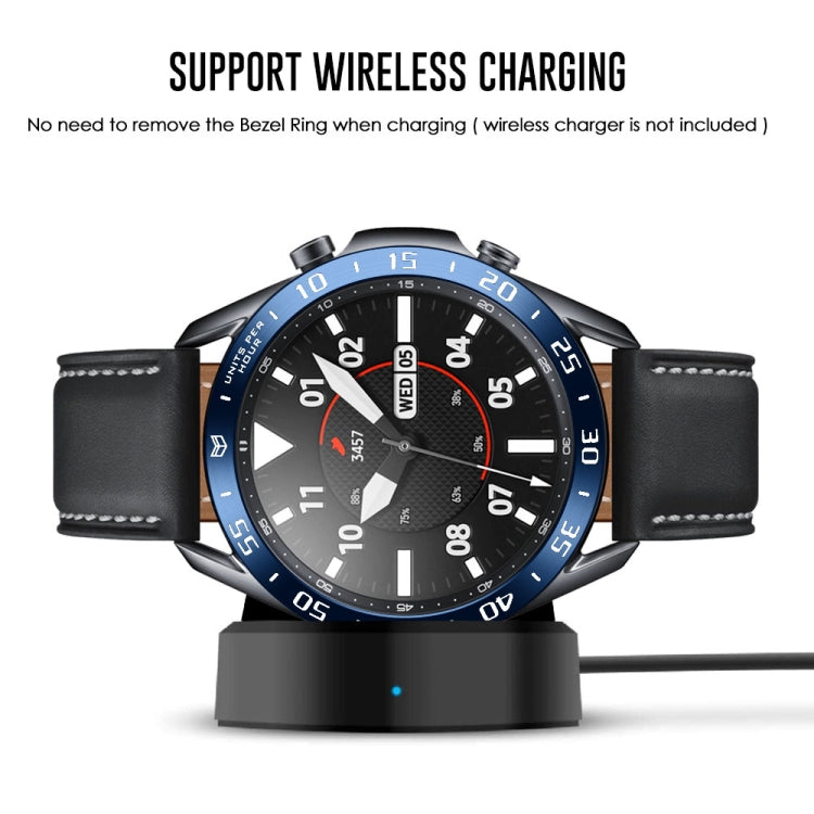 For Samsung Galaxy Watch 3 45mm Smart Watch Steel Bezel Ring, A Version(Blue Ring White Letter) - Watch Cases by ENKAY | Online Shopping South Africa | PMC TechLife | Buy Now Pay Later Mobicred