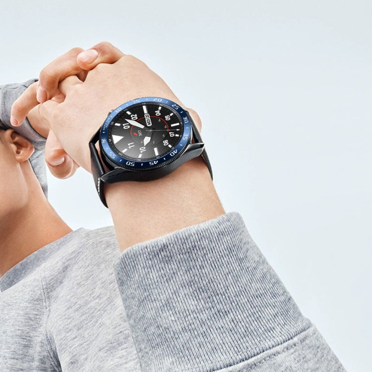 For Samsung Galaxy Watch 3 45mm Smart Watch Steel Bezel Ring, A Version(Blue Ring White Letter) - Watch Cases by ENKAY | Online Shopping South Africa | PMC TechLife | Buy Now Pay Later Mobicred