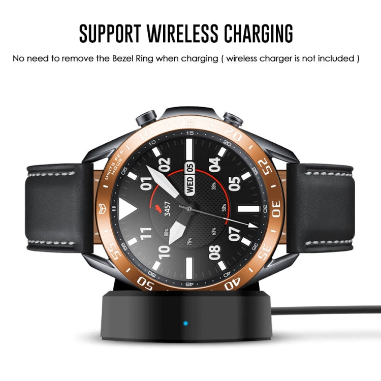 For Samsung Galaxy Watch 3 45mm Smart Watch Steel Bezel Ring, A Version(Rose Gold Ring White Letter) - Watch Cases by ENKAY | Online Shopping South Africa | PMC TechLife | Buy Now Pay Later Mobicred
