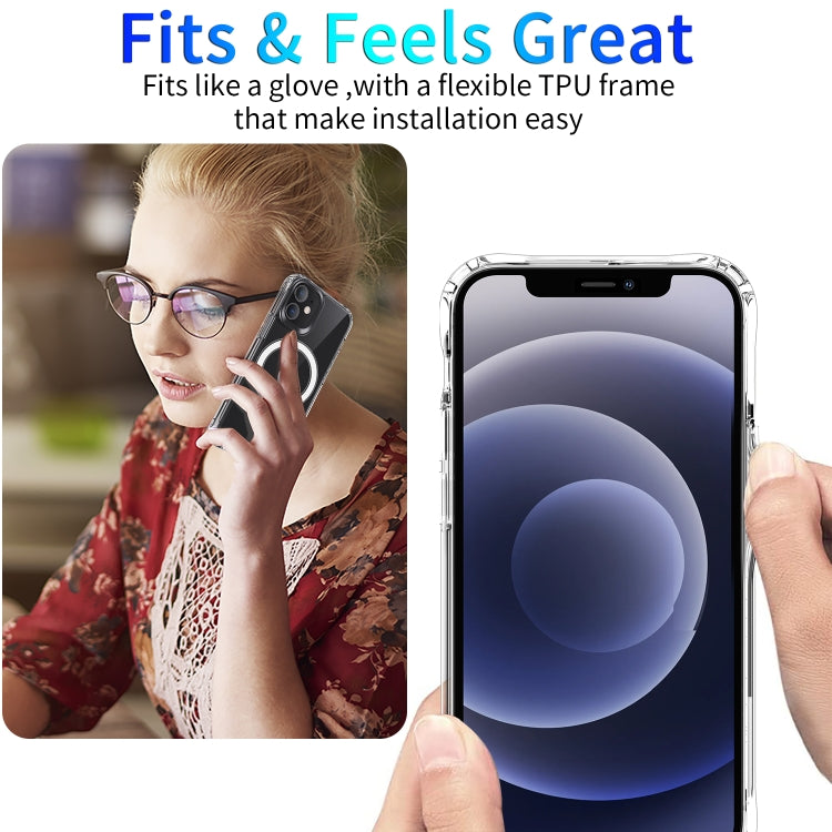 For iPhone 12 / 12 Pro Magsafe Case Magnetic Ring Clear Crystal Acrylic +TPU Four-corner Airbag Shockproof Case(Transparent) - free shipping - PMC TechLife - Order now!