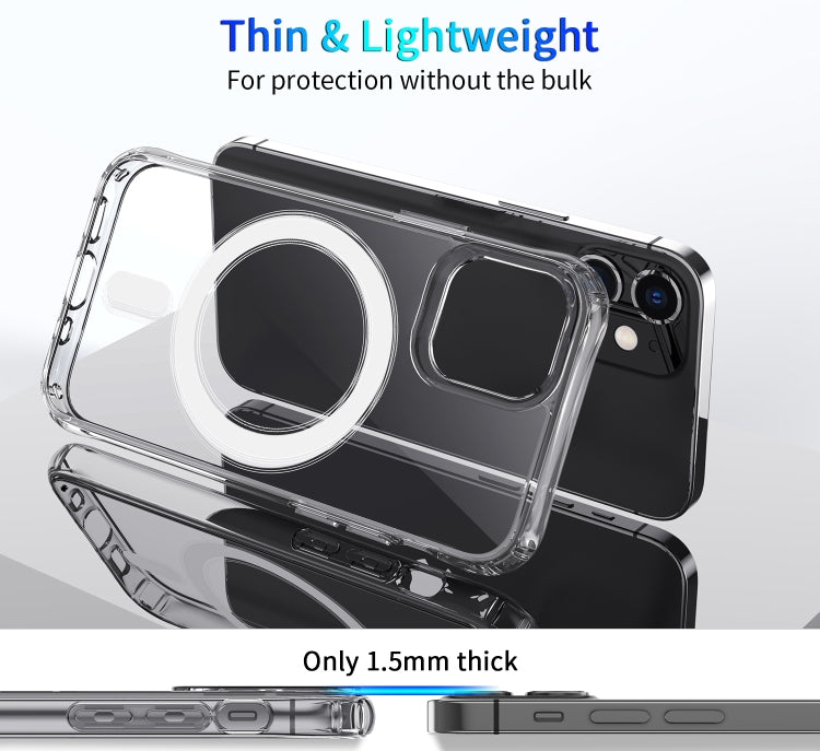 For iPhone 12 / 12 Pro Magsafe Case Magnetic Ring Clear Crystal Acrylic +TPU Four-corner Airbag Shockproof Case(Transparent) - free shipping - PMC TechLife - Order now!