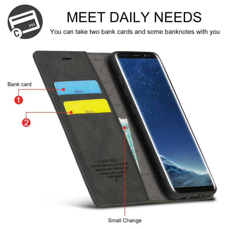 For Samsung Galaxy S8 LC.IMEEKE Strong Magnetism Ultra-thin Horizontal Flip Shockproof Matte TPU + PU Leather Case with Holder & Card Slots & Wallet(Black) - Galaxy Phone Cases by LC.IMEEKE | Online Shopping South Africa | PMC TechLife | Buy Now Pay Later Mobicred
