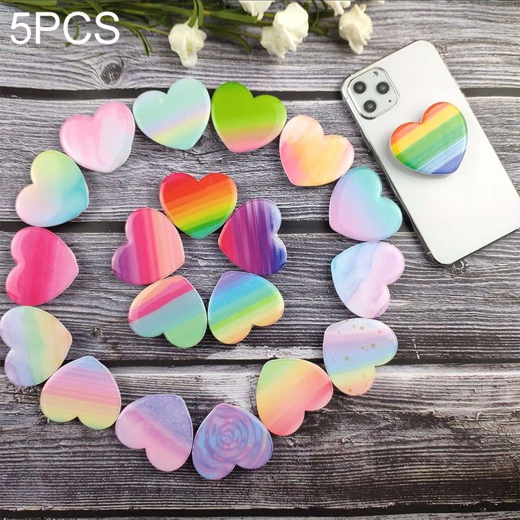 5 PCS Universal Heart-shaped Gradient Painted Phone Airbag Folding Stand Ring Holder, Random Color Delivery - Ring Holder by PMC Jewellery | Online Shopping South Africa | PMC Jewellery