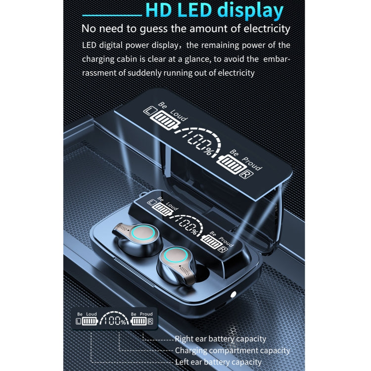 M18 Bluetooth 5.1 LED Display Screen Waterproof Wireless Bluetooth Earphone with Charging Box - Bluetooth Earphone by PMC TechLife | Online Shopping South Africa | PMC TechLife