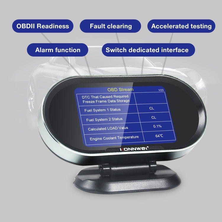 KONNWEI KW206 2 in 1 OBDII / EOBD12V Car Fault Scanner + 3.5 inch LCD Monitor - free shipping - PMC TechLife - Order now!