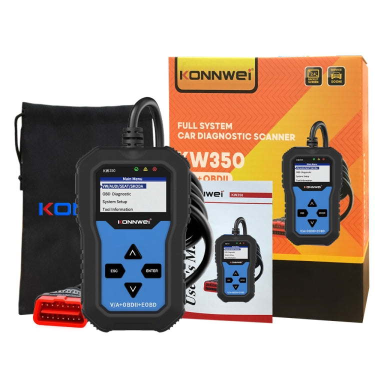 KONNWEI KW350 OBDII 12V Car Diagnostics Detector Scanner with 2 inch Black And White Display Screen V007 for Audi / Volkswagen - free shipping - PMC TechLife - Order now!