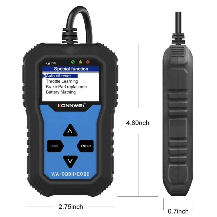 KONNWEI KW350 OBDII 12V Car Diagnostics Detector Scanner with 2 inch Black And White Display Screen V007 for Audi / Volkswagen - free shipping - PMC TechLife - Order now!