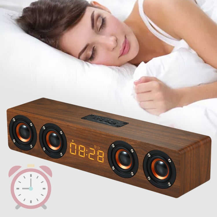 W8C Wooden Clock Subwoofer Bluetooth Speaker, Support TF Card & U Disk & 3.5mm AUX(Brown Wood) - Desktop Speaker by PMC Jewellery | Online Shopping South Africa | PMC Jewellery