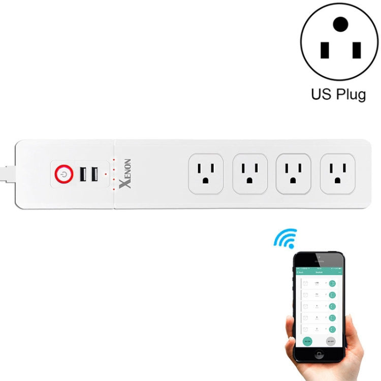 2 x USB Ports + 4 x US Plug Jack WiFi Remote Control Smart Power Socket Works with Alexa & Google Home, Cable Length: 1.5m, AC 110-240V, US Plug - Smart Socket by PMC Jewellery | Online Shopping South Africa | PMC Jewellery