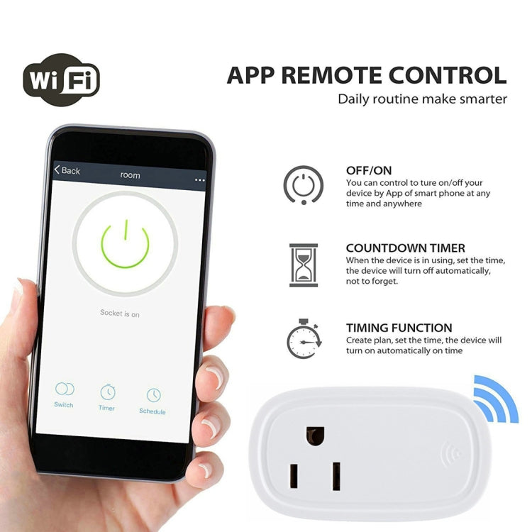 JH-G09U 15A 2.4GHz WiFi Control Hubless Smart Home Power Socket Works with Alexa  & Google Home, AC 100-240V, US Plug (White) - Smart Socket by PMC TechLife | Online Shopping South Africa | PMC TechLife