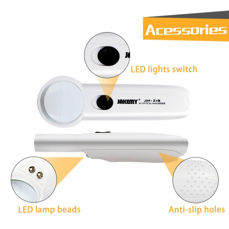 JAKEMY JM-Z19 Portable 8X Optical Magnifier with LED Light - Microscope Magnifier Series by JAKEMY | Online Shopping South Africa | PMC Jewellery