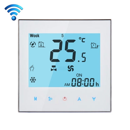 LCD Display Air Conditioning 2-Pipe Programmable Room Thermostat for Fan  Coil Unit, Supports Wifi(White), ZA