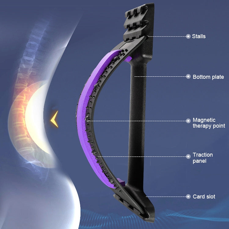 Lumbar Traction Stretching Device Posture Corrector Waist Support Spine Pain Relief Back Massage Stretcher(Black purple) - free shipping - PMC TechLife - Order now!