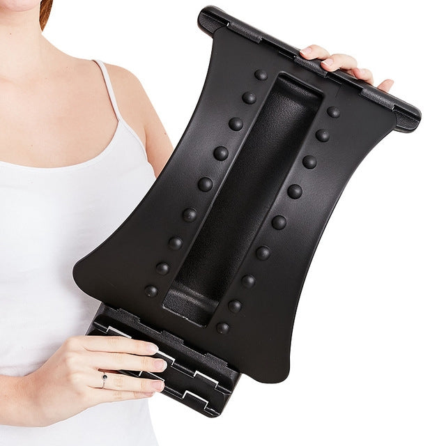 Lumbar Traction Stretching Device Posture Corrector Waist Support Spine Pain Relief Back Massage Stretcher(White + Green) - free shipping - PMC TechLife - Order now!