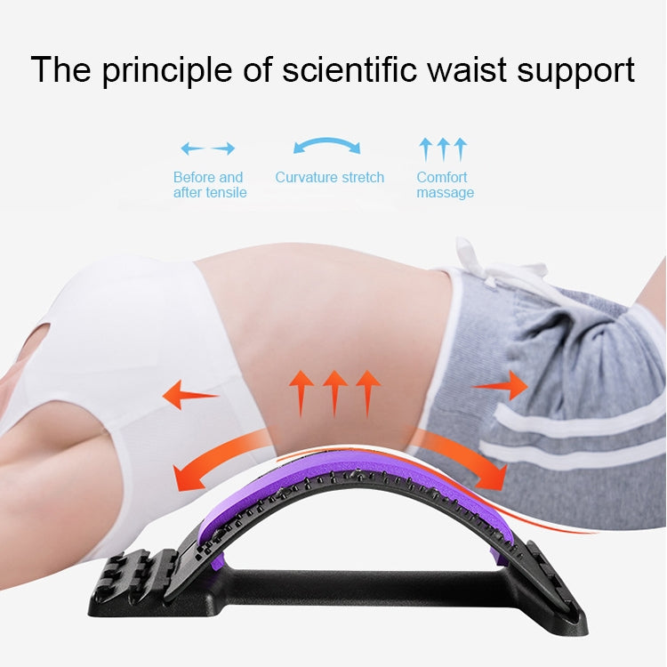 Lumbar Traction Stretching Device Posture Corrector Waist Support Spine Pain Relief Back Massage Stretcher(White + Purple) - free shipping - PMC TechLife - Order now!