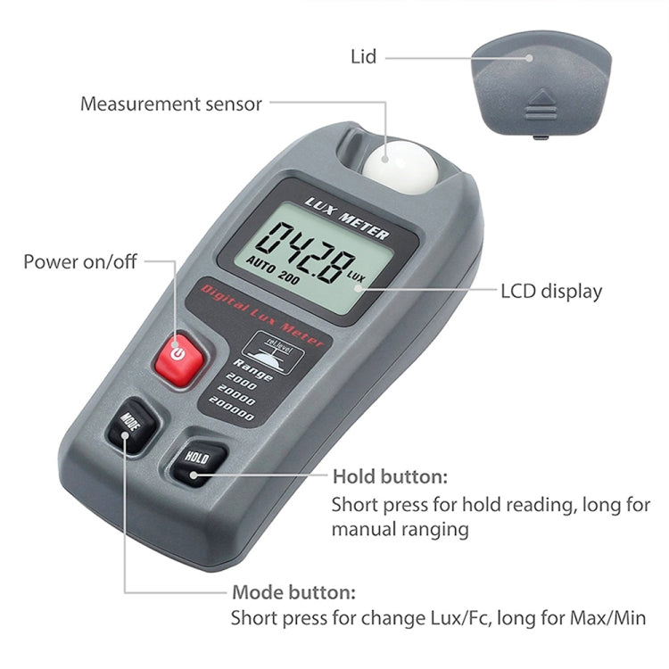 MT-30 LCD Portable Digital Light Lux Meter for Factory / School / House Various Occasion, Range: 0.1-200,000 Lux - free shipping - PMC TechLife - Order now!