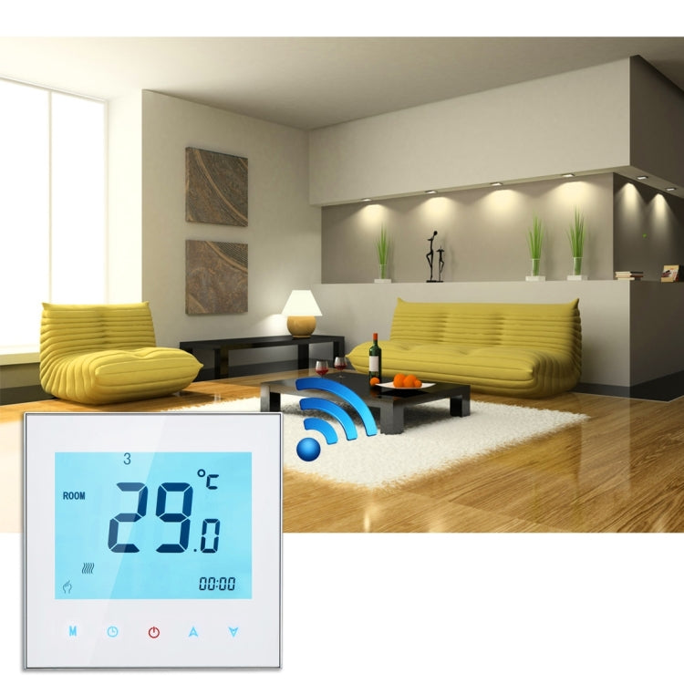 BHT-1000-GA-WIFI 3A Load Water Heating Type Touch LCD Digital WiFi Heating Room Thermostat, Display Clock / Temperature / Periods / Time / Week / Heat etc.(White) - Indoor Thermometer by PMC TechLife | Online Shopping South Africa | PMC TechLife