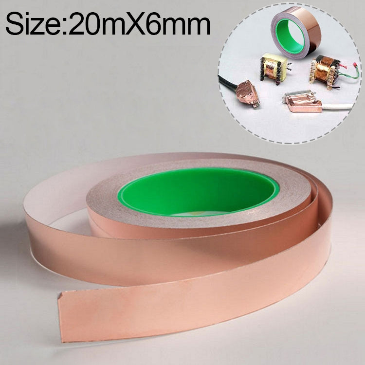Pure Copper Double-sided Conductive Copper Foil Tape Signal Masking Tape, Size: 20m x 6mm - free shipping - PMC TechLife - Order now!