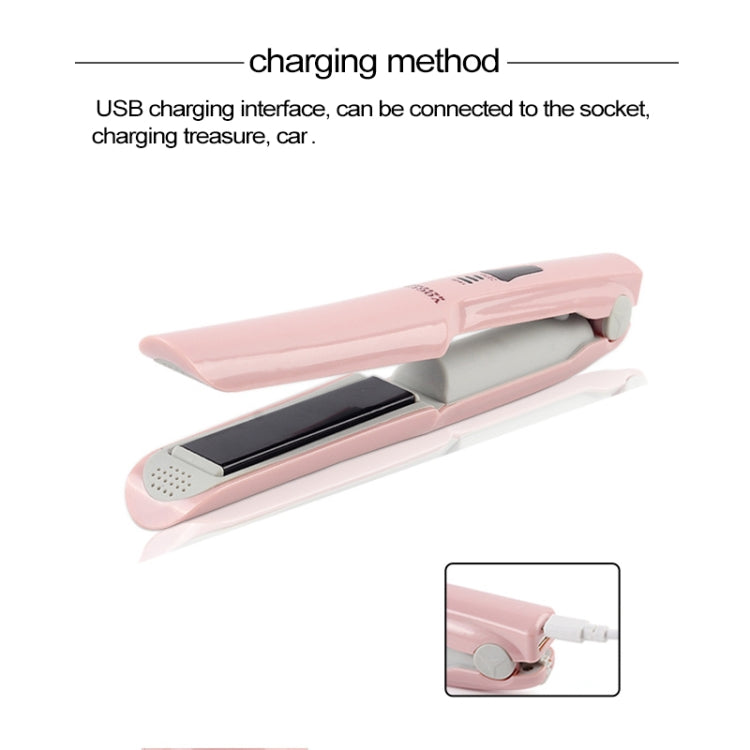Wireless Mini USB Rechargeable Hair Straightener Hair Curler Double Purpose Hair Splint(Pink) - free shipping - PMC TechLife - Order now!