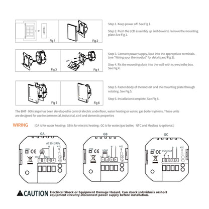 BHT-006GCLW 95-240V AC 5A Smart Home Heating Thermostat for EU Box, Control Boiler Heating with Only Internal Sensor, WiFi (White) - Thermostat & Thermometer by PMC Jewellery | Online Shopping South Africa | PMC Jewellery