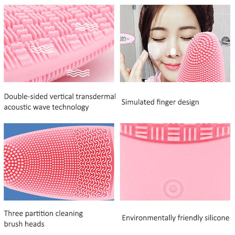 CNaier AE-618 Battery-powered Silicone Acoustic Wave Face Skin Care Electric Facial Cleanser (Pink) - free shipping - PMC TechLife - Order now!
