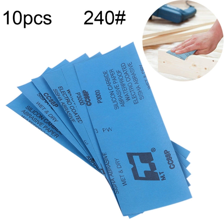 10pcs Grit 240 Wet And Dry Polishing Grinding Sandpaper���Size: 23 x 9cm (Blue) - free shipping - PMC TechLife - Order now!