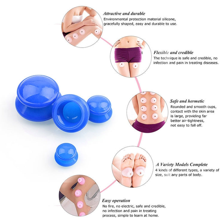 4 Cups / Set Health Care Body Massage Cupping Therapy Anti Cellulite Silicone Vacuum Cups(Blue) - free shipping - PMC TechLife - Order now!