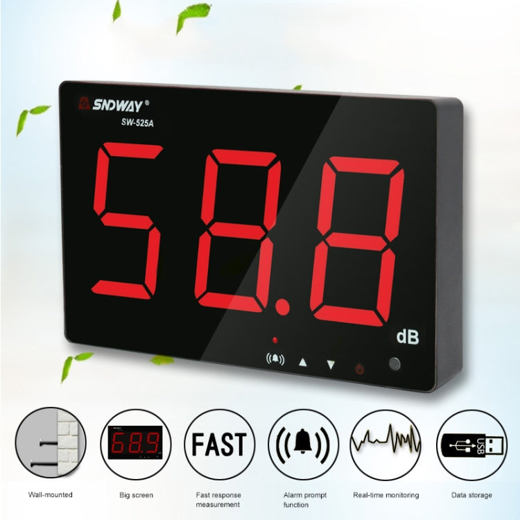 SNDWAY SW526A Wall-mounted DB Sound Level Meter Noise Tester with Large Screen 18-inch Display - free shipping - PMC TechLife - Order now!
