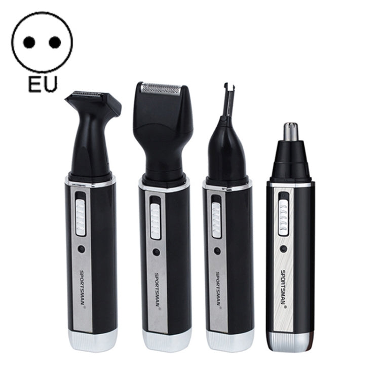 SPORTSMAN Four-in-one Rechargeable Ear Nose Trimmer Electric Shaver Beard Face Eyebrows Hair Trimmer For Men, EU Plug(Black, 220V) - free shipping - PMC TechLife - Order now!