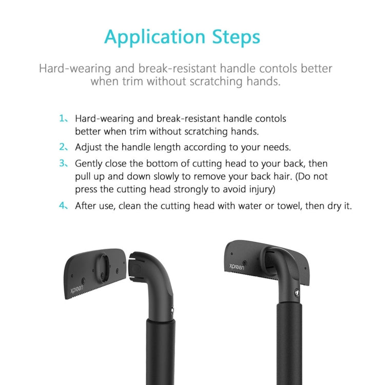 XPREEN XPRE034 Stretchable Handle Stainless Steel Blade Back Shaver Adjustable Back Razor with Lanyard for Men(Black) - Hair Removal by Xpreen | Online Shopping South Africa | PMC TechLife | Buy Now Pay Later Mobicred