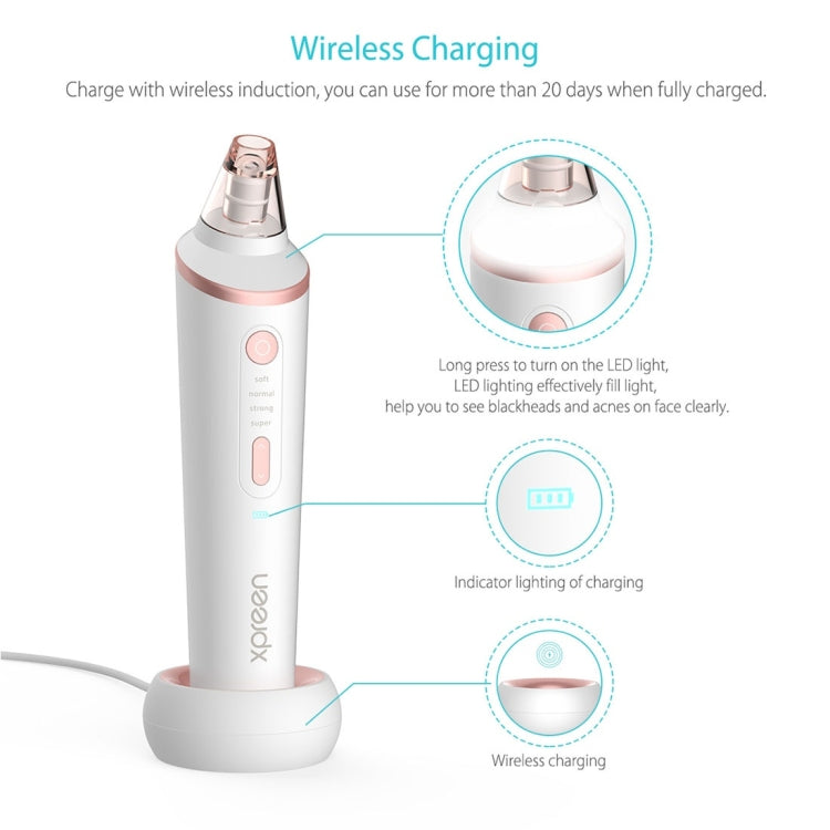 XPREEN XPRE037 Wireless Charging  Multi-function Blackhead Extractor Pore Cleanser with Four Probes & LED Lighting Function(White) - free shipping - PMC TechLife - Order now!