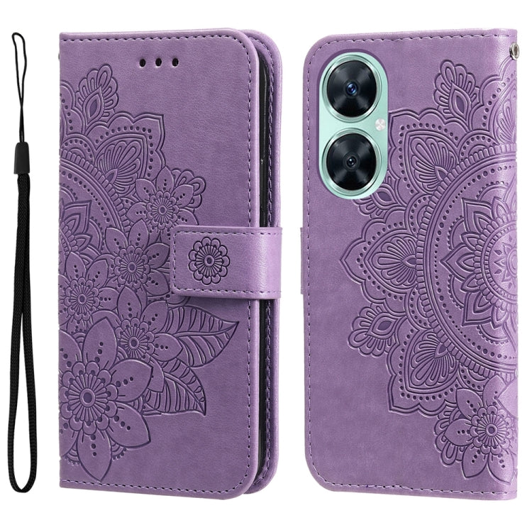 For Huawei nova 11i / Maimang 20 5G / Enjoy 60 Pro 7-petal Flowers Embossing Leather Phone Case (Light Purple) - Huawei Cases by PMC Jewellery | Online Shopping South Africa | PMC Jewellery