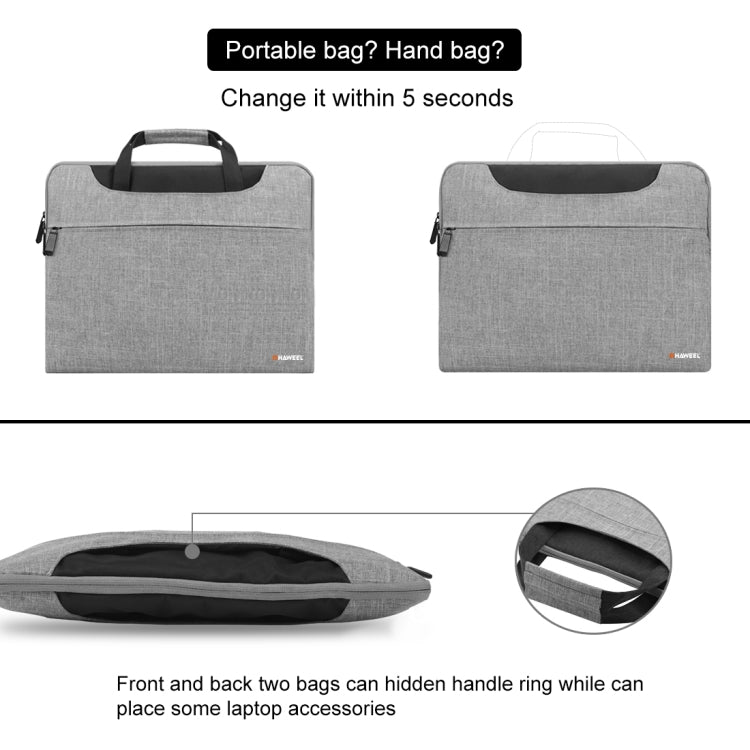 HAWEEL 15.6inch Laptop Handbag, For Macbook, Samsung, Lenovo, Sony, DELL Alienware, CHUWI, ASUS, HP, 15.6 inch and Below Laptops(Grey) - 13.3 inch by HAWEEL | Online Shopping South Africa | PMC Jewellery