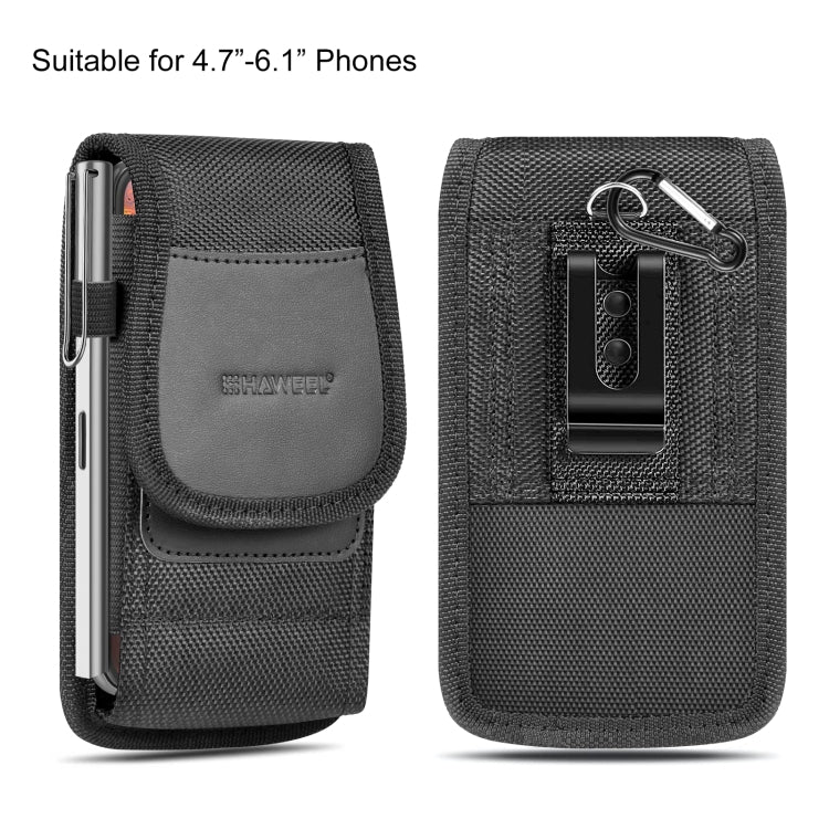 HAWEEL 4.7-6.1 inch Nylon Cloth Phone Belt Clip Carrying Pouch with Card Slot (Black) -  by HAWEEL | Online Shopping South Africa | PMC Jewellery