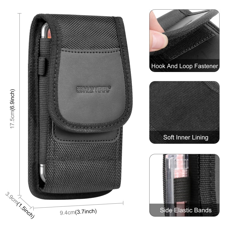HAWEEL 6.1-6.8 inch Nylon Cloth Phone Belt Clip Carrying Pouch with Card Slot(Black) -  by HAWEEL | Online Shopping South Africa | PMC Jewellery