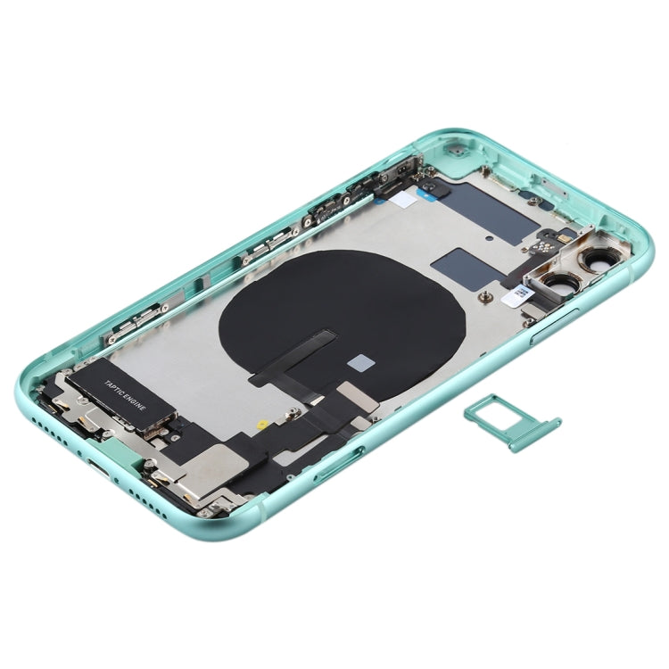 Battery Back Cover Assembly (with Side Keys & Power Button + Volume Button Flex Cable & Wireless Charging Module & Motor & Charging Port & Speaker Ringer Buzzer & Card Tray & Camera Lens Cover) for iPhone 11(Green) - Back Cover by PMC TechLife | Online Shopping South Africa | PMC TechLife | Buy Now Pay Later Mobicred