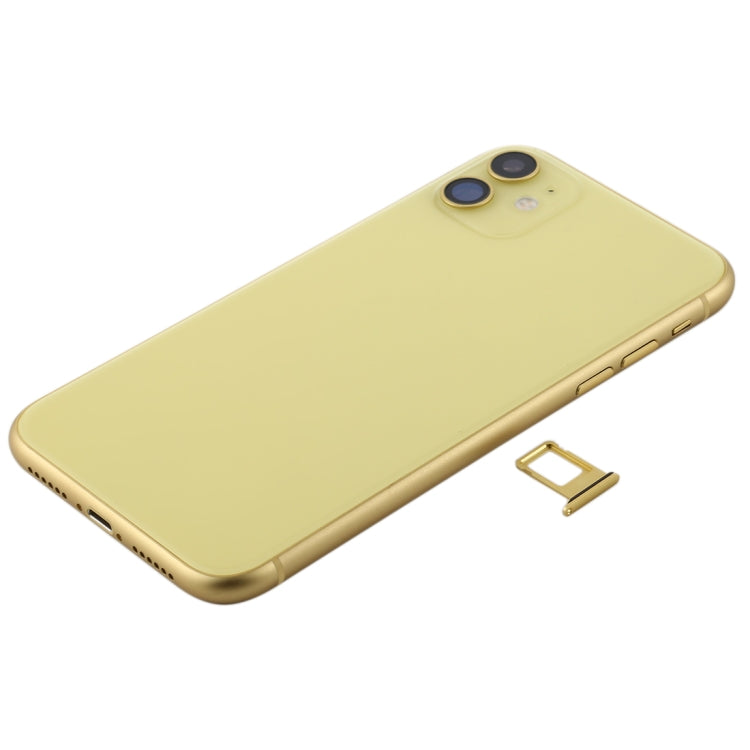 Battery Back Cover Assembly (with Side Keys & Power Button + Volume Button Flex Cable & Wireless Charging Module & Motor & Charging Port & Speaker Ringer Buzzer & Card Tray & Camera Lens Cover) for iPhone 11(Yellow) - Back Cover by PMC TechLife | Online Shopping South Africa | PMC TechLife