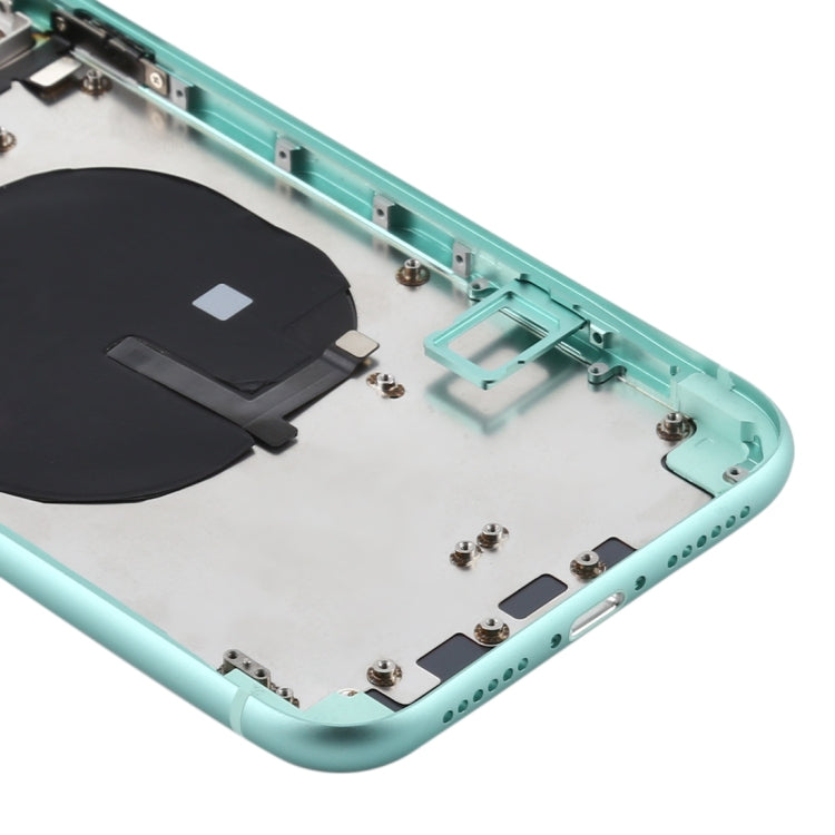 Battery Back Cover (with Side Keys & Card Tray & Power + Volume Flex Cable & Wireless Charging Module) for iPhone 11(Green) - Back Cover by PMC TechLife | Online Shopping South Africa | PMC TechLife