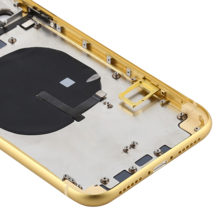 Battery Back Cover (with Side Keys & Card Tray & Power + Volume Flex Cable & Wireless Charging Module) for iPhone 11(Yellow) - Back Cover by PMC TechLife | Online Shopping South Africa | PMC TechLife