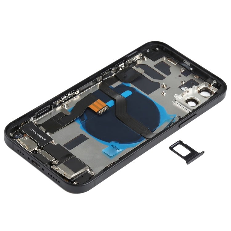 Battery Back Cover Assembly (with Side Keys & Speaker Ringer Buzzer & Motor & Camera Lens & Card Tray & Power Button + Volume Button + Charging Port & Wireless Charging Module) for iPhone 12(Black) - Back Cover by PMC TechLife | Online Shopping South Africa | PMC TechLife