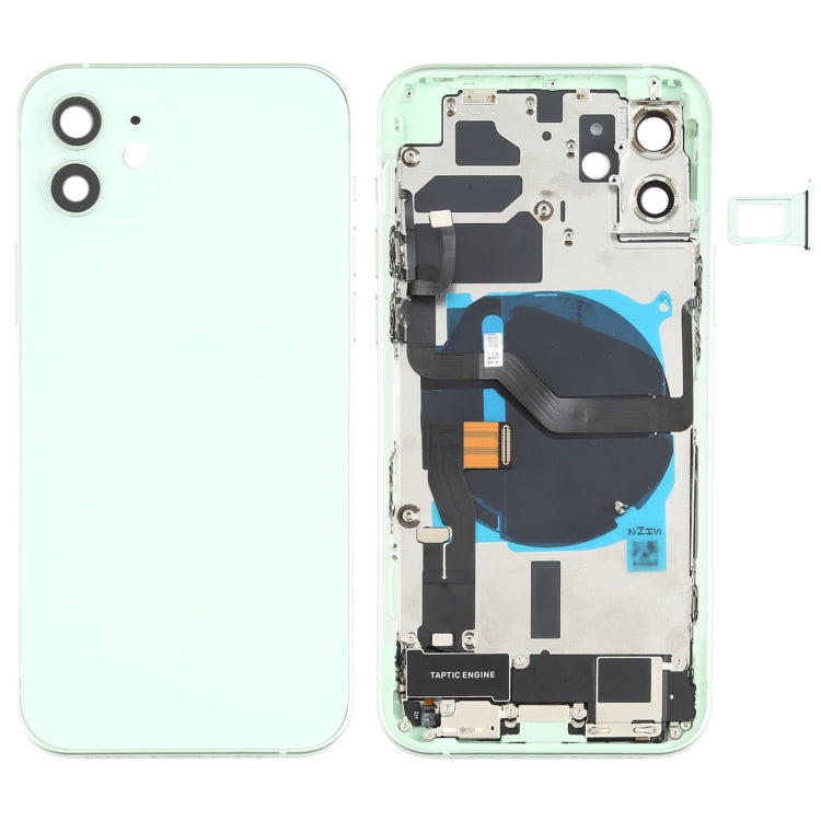 Battery Back Cover Assembly (with Side Keys & Speaker Ringer Buzzer & Motor & Camera Lens & Card Tray & Power Button + Volume Button + Charging Port & Wireless Charging Module) for iPhone 12(Green) - Back Cover by PMC TechLife | Online Shopping South Africa | PMC TechLife