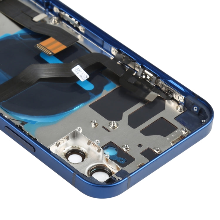 Battery Back Cover Assembly (with Side Keys & Speaker Ringer Buzzer & Motor & Camera Lens & Card Tray & Power Button + Volume Button + Charging Port & Wireless Charging Module) for iPhone 12(Blue) - Back Cover by PMC TechLife | Online Shopping South Africa | PMC TechLife