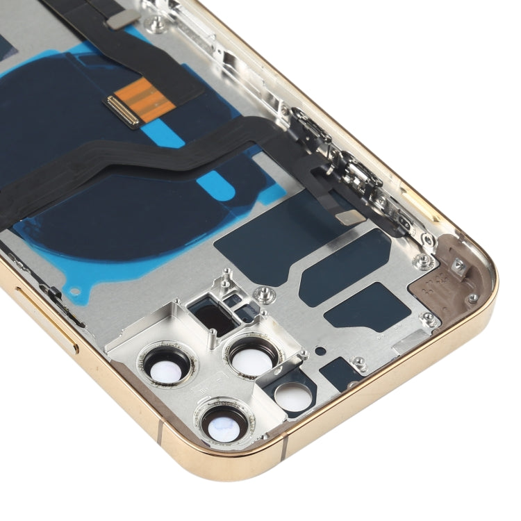 Battery Back Cover Assembly (with Side Keys & Speaker Ringer Buzzer & Motor & Camera Lens & Card Tray & Power Button + Volume Button + Charging Port & Wireless Charging Module) for iPhone 12 Pro(Gold) - free shipping - PMC TechLife - Order now!