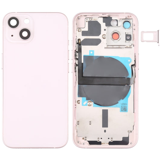 For iPhone 13 Battery Back Cover with Side Keys & Card Tray & Power + Volume Flex Cable & Wireless Charging Module(Pink) - Back Cover by PMC Jewellery | Online Shopping South Africa | PMC Jewellery