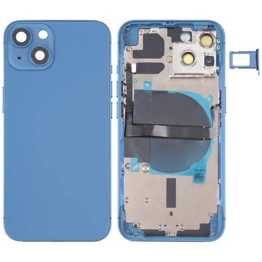 For iPhone 13 Battery Back Cover with Side Keys & Card Tray & Power + Volume Flex Cable & Wireless Charging Module(Blue) - Back Cover by PMC Jewellery | Online Shopping South Africa | PMC Jewellery