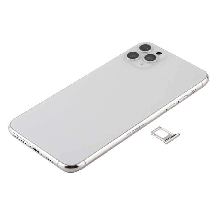 Battery Back Cover Assembly (with Side Keys & Power Button + Volume Button Flex Cable & Wireless Charging Module & Motor & Charging Port & Speaker Ringer Buzzer & Card Tray & Camera Lens Cover) for iPhone 11 Pro(Silver) - Back Cover by PMC TechLife | Online Shopping South Africa | PMC TechLife