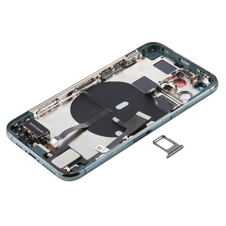 Battery Back Cover Assembly (with Side Keys & Power Button + Volume Button Flex Cable & Wireless Charging Module & Motor & Charging Port & Speaker Ringer Buzzer & Card Tray & Camera Lens Cover) for iPhone 11 Pro Max(Green) - Back Cover by PMC TechLife | Online Shopping South Africa | PMC TechLife