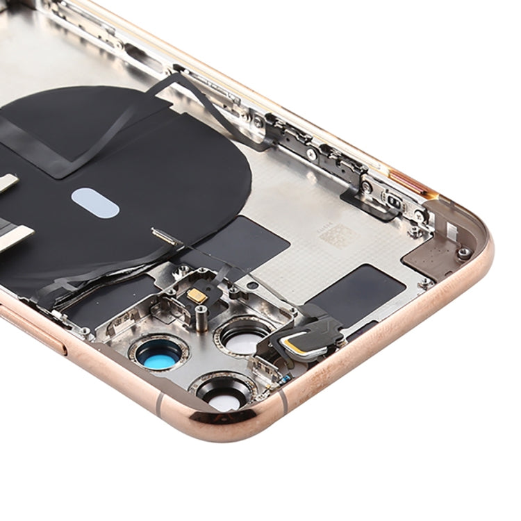 Battery Back Cover Assembly (with Side Keys & Power Button + Volume Button Flex Cable & Wireless Charging Module & Motor & Charging Port & Speaker Ringer Buzzer & Card Tray & Camera Lens Cover) for iPhone 11 Pro Max(Gold) - Back Cover by PMC TechLife | Online Shopping South Africa | PMC TechLife